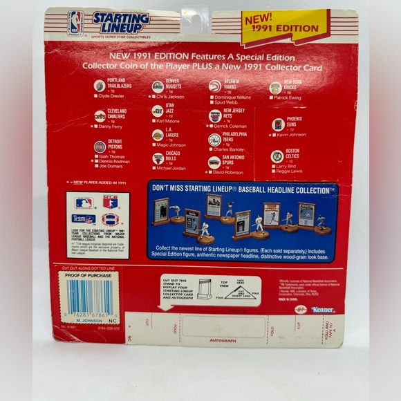 Starting Line-Up 1991 Magic Johnson Basketball Action Figure with Card & Coin - Picture 3 of 8